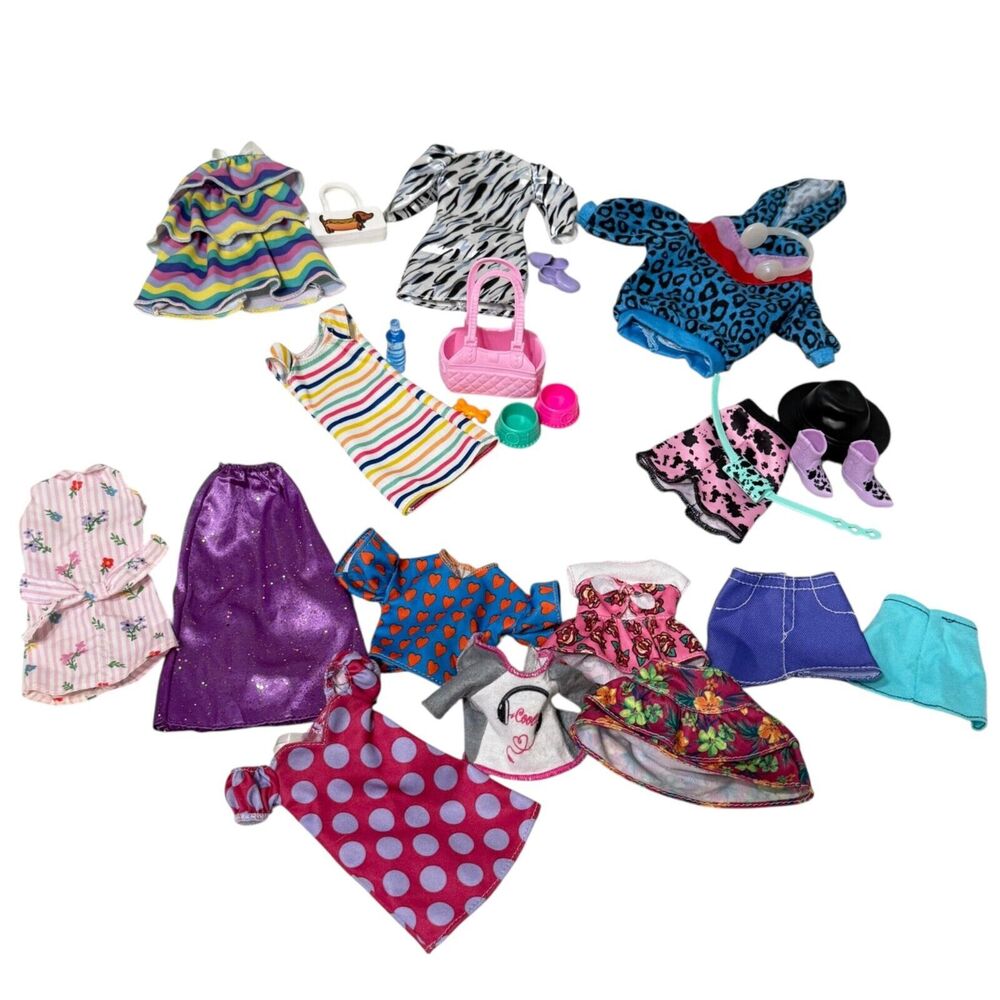 27pc Lot Barbie Doll Clothes & Accessories Shoes Hat Dress Skirt Purse Boots